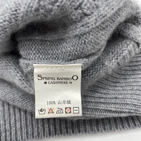 SPRING BAMBOO Women Cashmere Sweater Grey Rhinestone Mock Layer Size XS Coquette - Picture 3 of 8